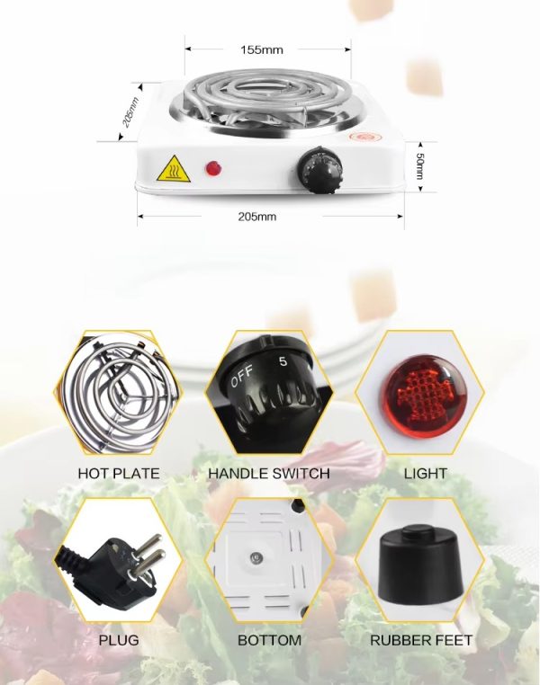 Electric Stove Hot Plate for Cooking – Portable Single Burner with Fast Heating, Easy to Clean Metal Body