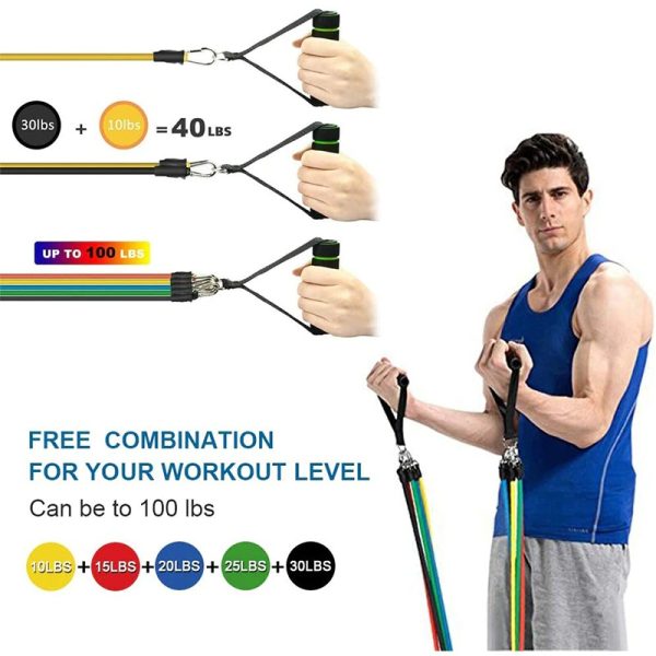Exercise Resistance Bands Set – 5 Strength Levels for Home Workouts, Physical Therapy, Yoga & Travel – Durable, Portable Fitness Bands