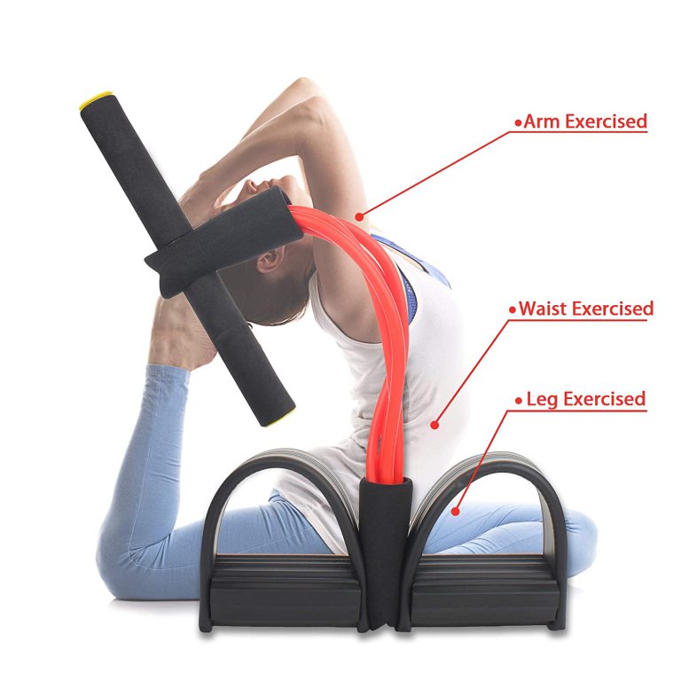 Tummy Trimmer with Foot Pedal Resistance Band – Sit-Up Pull Rope for Home Workout, Yoga, Core Training & Full-Body Fitness