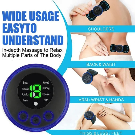 Portable EMS Mini Electric Massager Patch | Rechargeable Muscle Pain Relief Device for Neck, Back, Arms & Full Body Therapy