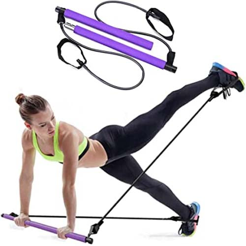 Portable Pilates Bar Kit with Resistance Bands – Home Gym Yoga Stick for Full Body Workout, Strength Training & Toning