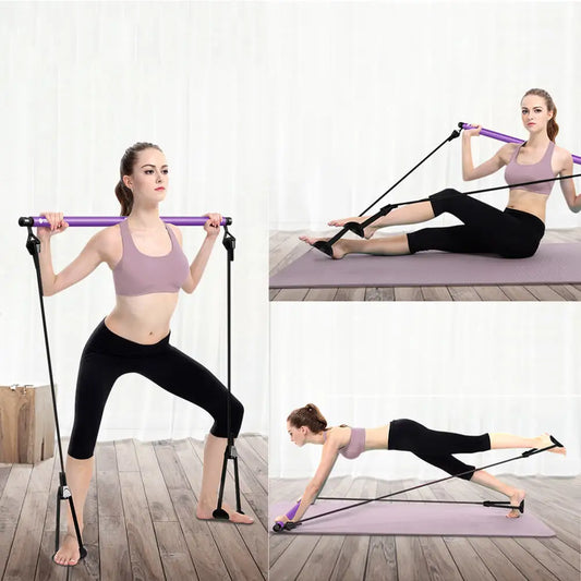 Portable Pilates Bar Kit with Resistance Bands – Home Gym Yoga Stick for Full Body Workout, Strength Training & Toning