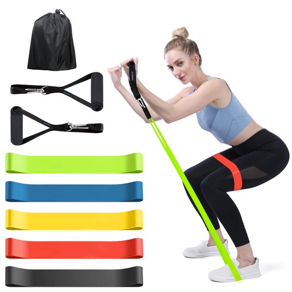 Exercise Resistance Bands Set – 5 Strength Levels for Home Workouts, Physical Therapy, Yoga & Travel – Durable, Portable Fitness Bands
