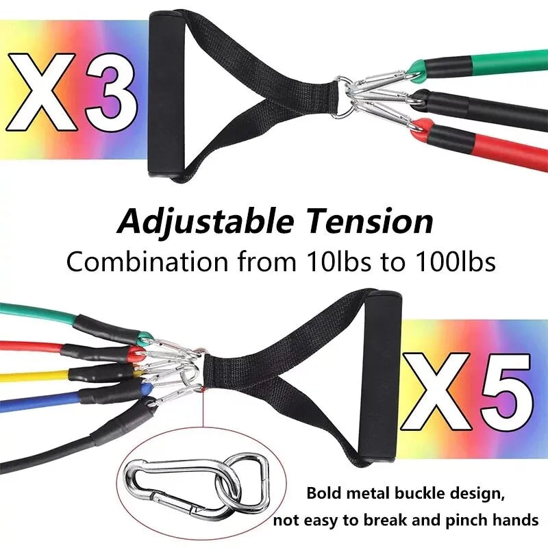 Exercise Resistance Bands Set – 5 Strength Levels for Home Workouts, Physical Therapy, Yoga & Travel – Durable, Portable Fitness Bands